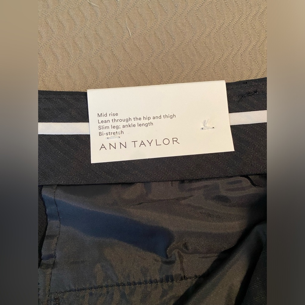 🆕 Ann Taylor The Ankle pants NWT mid rise bi stretch black slacks slim leg 10
